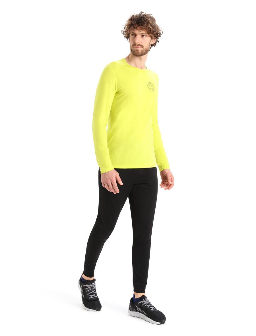 Men's Icebreaker Merino 200 Oasis Long Sleeve Crewe Alps 3D Base Layers Shine | CA 1597TCEV